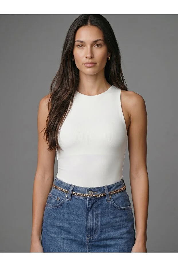 Noe Collection Kadın Halter Yaka Body Slim Fit Likralı Bodysuit Günlük Şık Atlet Body