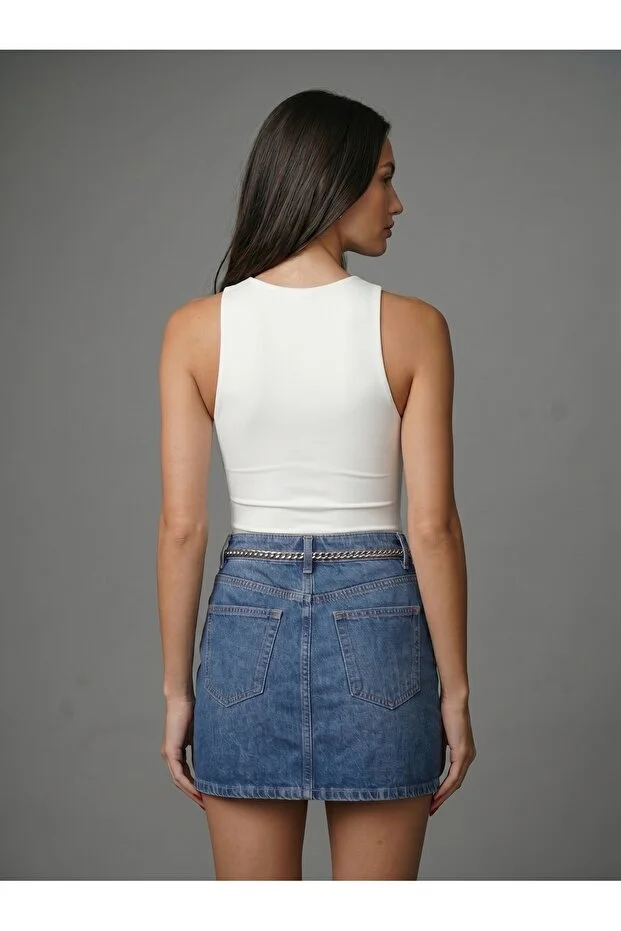 Noe Collection Kadın Halter Yaka Body Slim Fit Likralı Bodysuit Günlük Şık Atlet Body 4